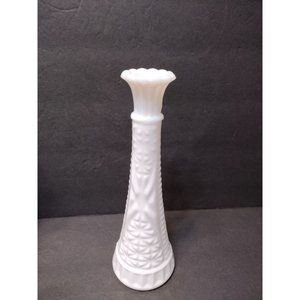 Vintage Milk Glass Bud Vase, Stars and Bars White Vase, Wedding Table Mantle